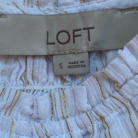 Loft white top with shimmer smock shell. Great shoulder accent ! - Picture 9 of 13